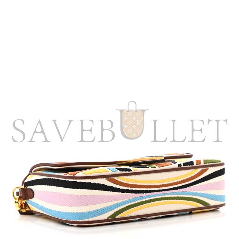 FENDI X SARA COLEMAN MULTICOLOR FF FISH EYE EMBROIDERED BAGUETTE BAG (28*14*6cm) 